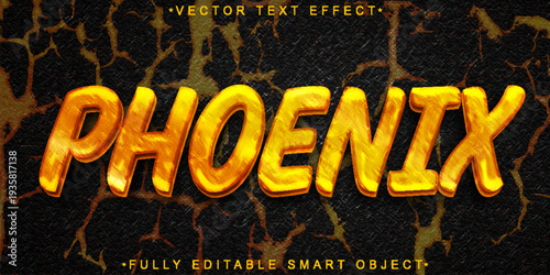  Phoenix Mythical Fire Typography Vector Fully Editable Smart Object Text Effect
