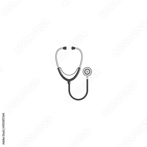 Medical Stethoscope Icon in Grey Tone for Healthcare and Doctor Concepts
