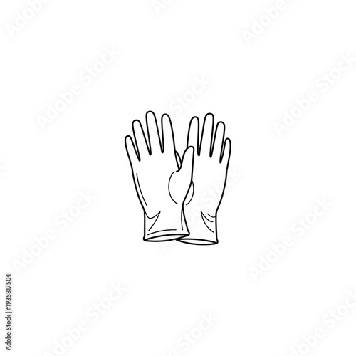 Protective Medical Gloves Line Art Illustration