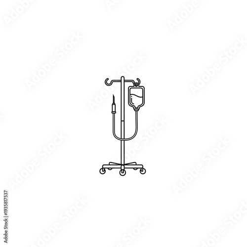 Intravenous Infusion Drip Pole Outline Drawing