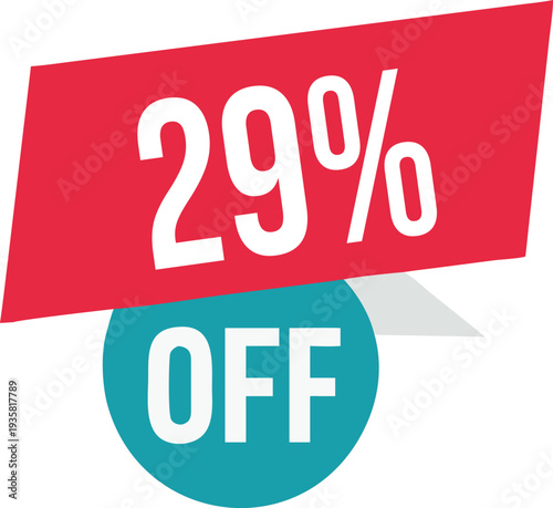 29% off promotion vector illustration, modern discount banner design, special sale offer label, colorful price tag sticker, isolated on white background, editable and scalable graphic