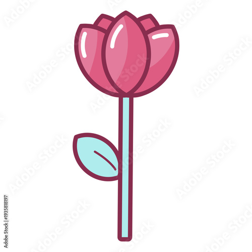 Valentine simple flower colored