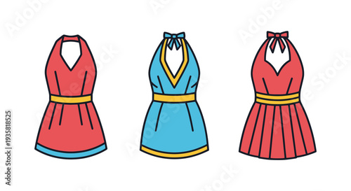 Halter Dress Line art vector minimal smooth color illustration