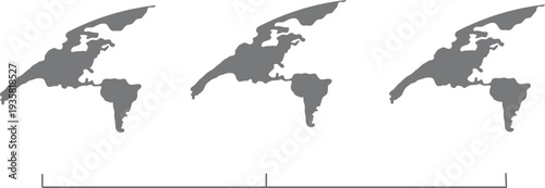 Three minimalist world map silhouettes simple flat vector design for global communication and internation