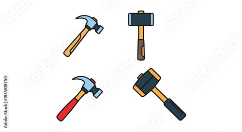 Hammer Line art vector set colorful shape illustration