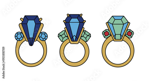 Cocktail Ring Line art vector minimal digital color illustration