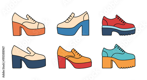 Platform Shoes Line art vector creative shape color illustration
