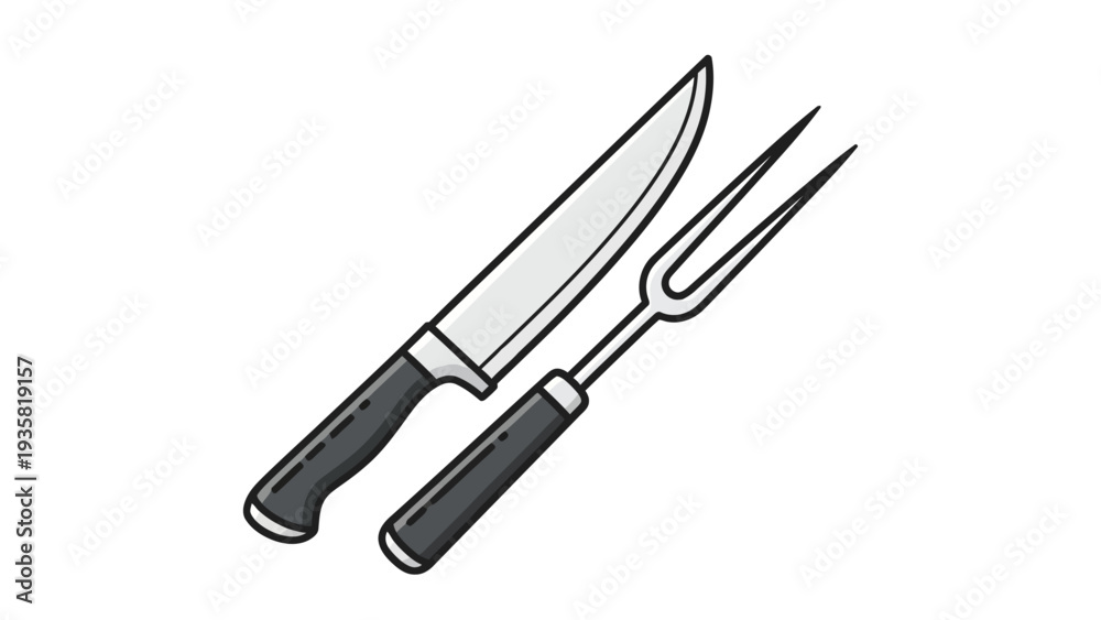 Naklejka premium Knife and Meat Fork.