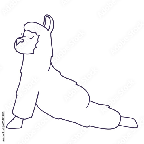 Llama upward facing dog yoga stroke