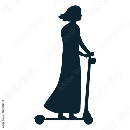 Woman kick scooter silhouette