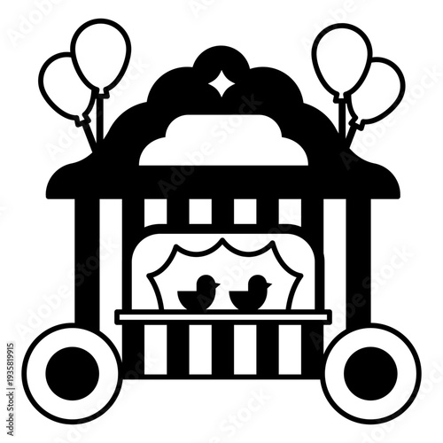 Carnival shooting gallery ducks monochrome