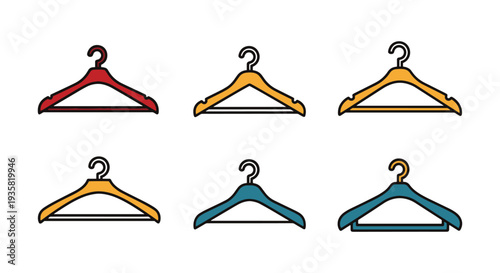 Hanger Line art vector set shape color design