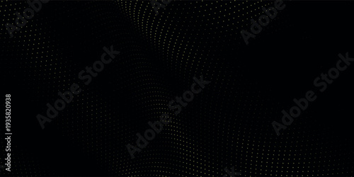 Gold shiny abstract wave. Design element with glitter effect on black background.
