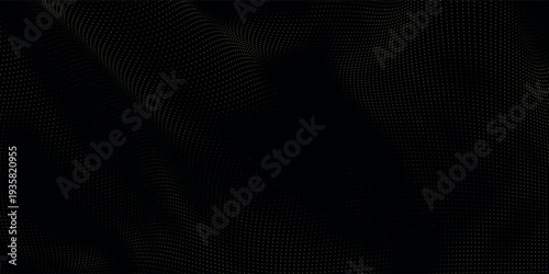 Gold shiny abstract wave. Design element with glitter effect on black background.