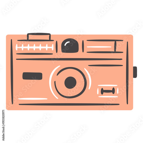 Vintage camera hand drawn color