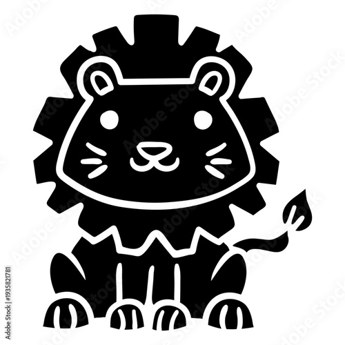 Cute lion animal black