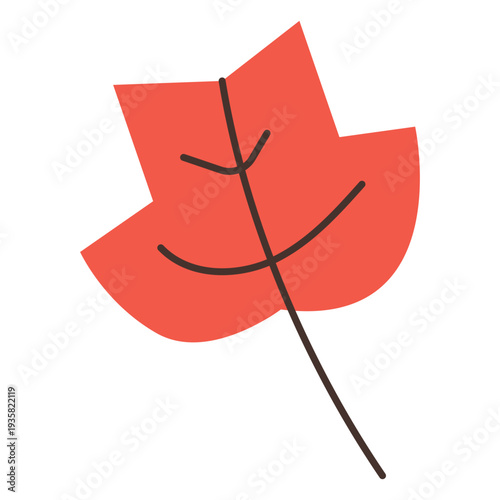 Colored autumn leaf flat