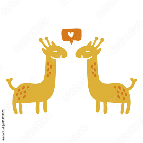 Photography Cute giraffes in love flat