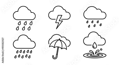Rain Alert Line art creative color composition illustration