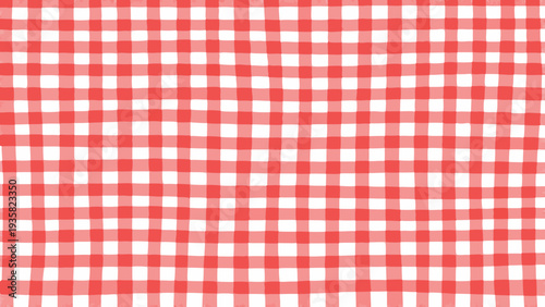 A vibrant red and white checkered pattern fills the entire frame
