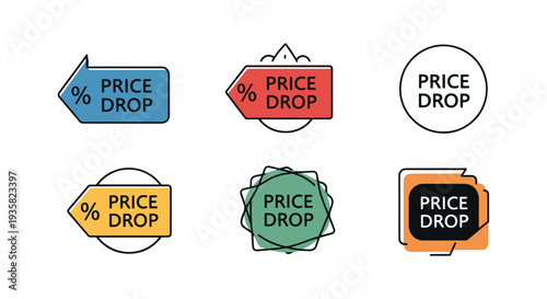 Price Drop Line art abstract bright tone vector