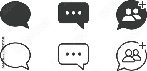 Chat bubble emotions set happy sad angry thinking flat design vector illustration