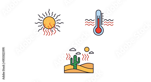 Cuadro en lienzo Heatwave Line art vector set minimal creative color