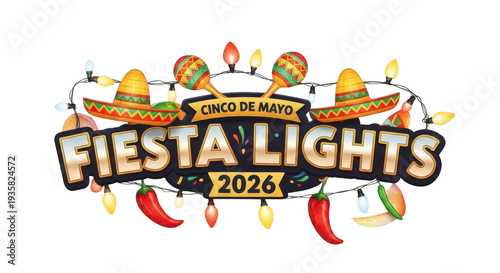 Vibrant fiesta lights display with colorful bulbs and festive decorations