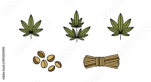 Hemp Line art vector set creative bold tone