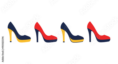 High Heels Line art vector bold creative color illustration