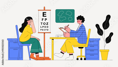 Cartoon vector illustration of business people meeting in an office featuring a professional man and woman alongside a teacher and children in a modern school family drawing