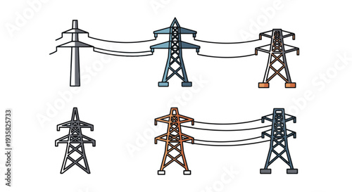 High Voltage Tower soft tone color illustration