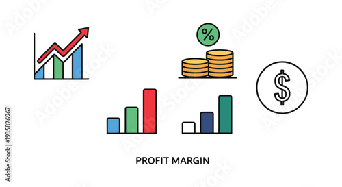 Profit margin Line art vector clean color illustration