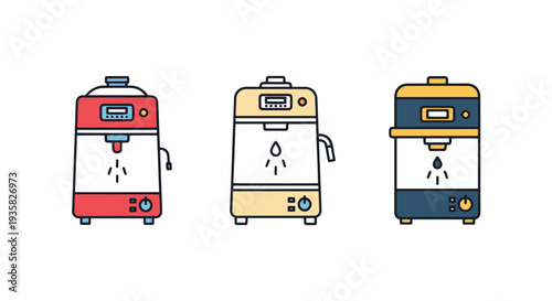 Milk chiller Line art vector abstract bold color illustration