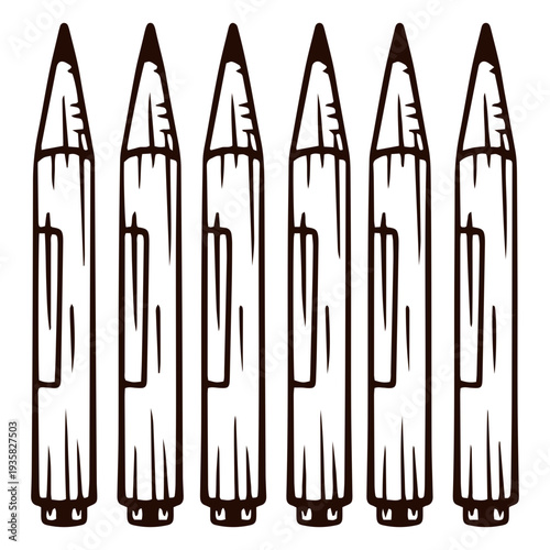 School pencils hand drawn
