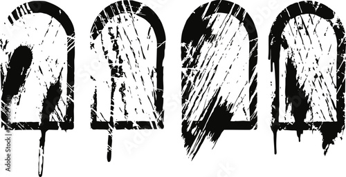 Grunge popsicle silhouettes set with distressed texture and weathered vintage design