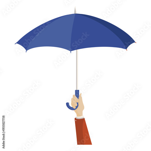 Hand hold blue umbrella illustration