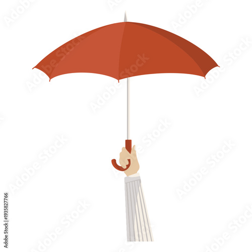 Hand hold red umbrella illustration