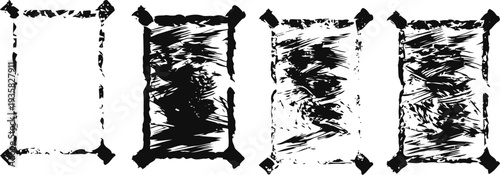 grunge vintage paper frames with torn edges retro distressed textured borders set