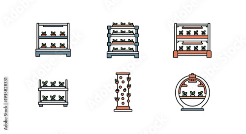 Hydroponic rack Line art modern abstract style illustration