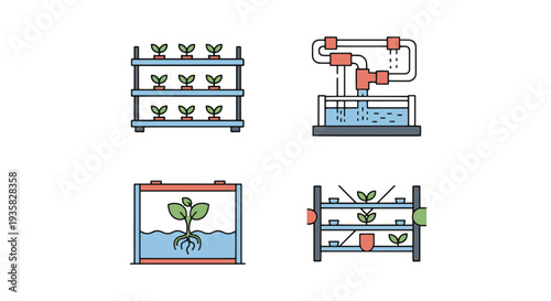 Hydroponic rack Line art modern smooth abstract vector