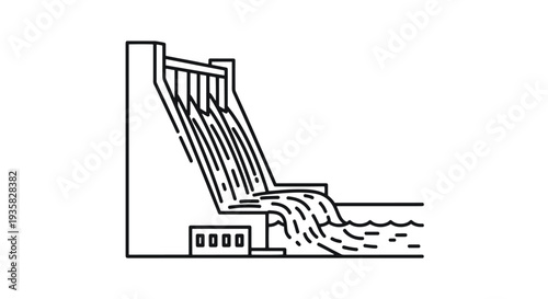 Hydropower Dam Line art vector modern abstract design illustration