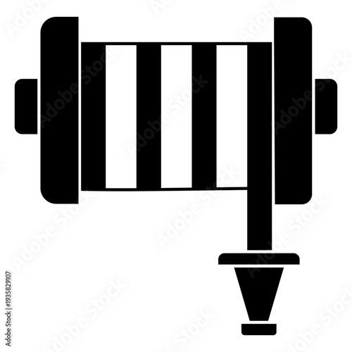 Fire hose reel icon silhouette