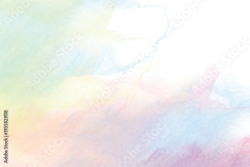 Abstract pastel watercolor background with soft paint splashes.Soft pastel artistic brush strokes on textured paper background.