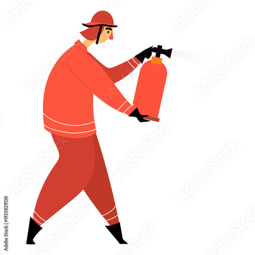 Firefighter fire extinquisher flat