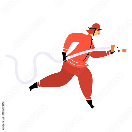 Firefighter fire hose flat