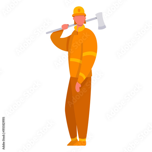 First responder fireman axe flat