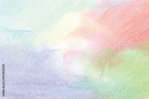 Abstract pastel watercolor background with soft paint splashes.Soft pastel artistic brush strokes on textured paper background.