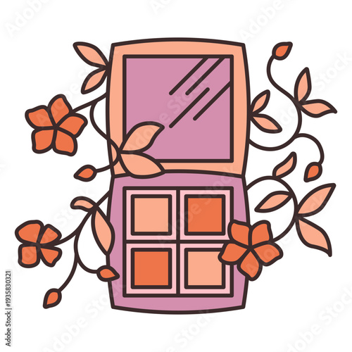 Eyeshadow palette floral illustration