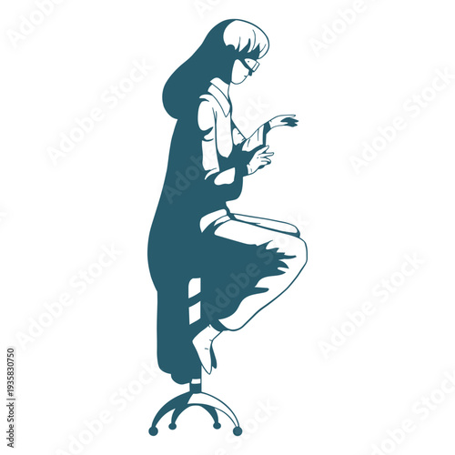 Doctor sitting on stool character